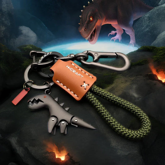 🔥Aluminum Alloy Dinosaur Charm Paired with a Hand-woven Bracelet