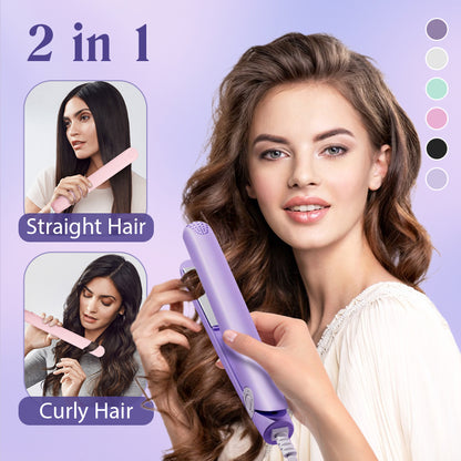 🔥50% OFF🔥2-in-1 Mini Curling Wand & Flat Iron Hair Straightener