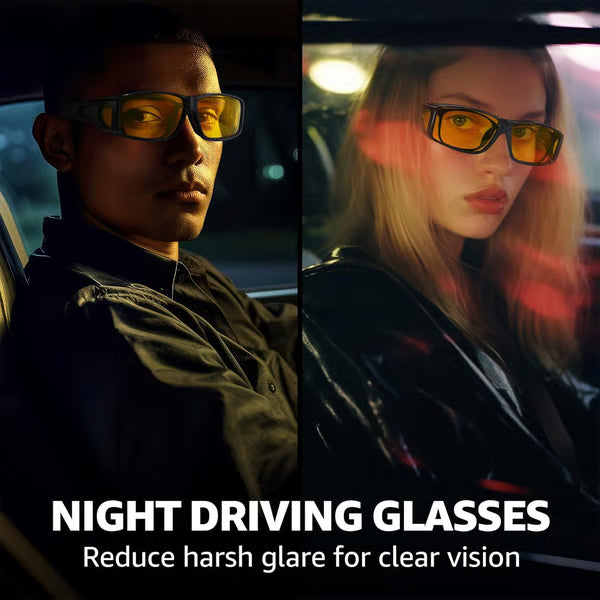 Night Vision Driving Glasses Fit Over Existing Eyewear
