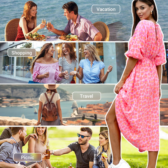 🎨 PĒDĒJĀS DIENAS AKCIJA — 48 % ATLAIDE sieviešu kleitai ar V veida kakla izgriezumu un apdruku — Brushstrokes of Summer🌺