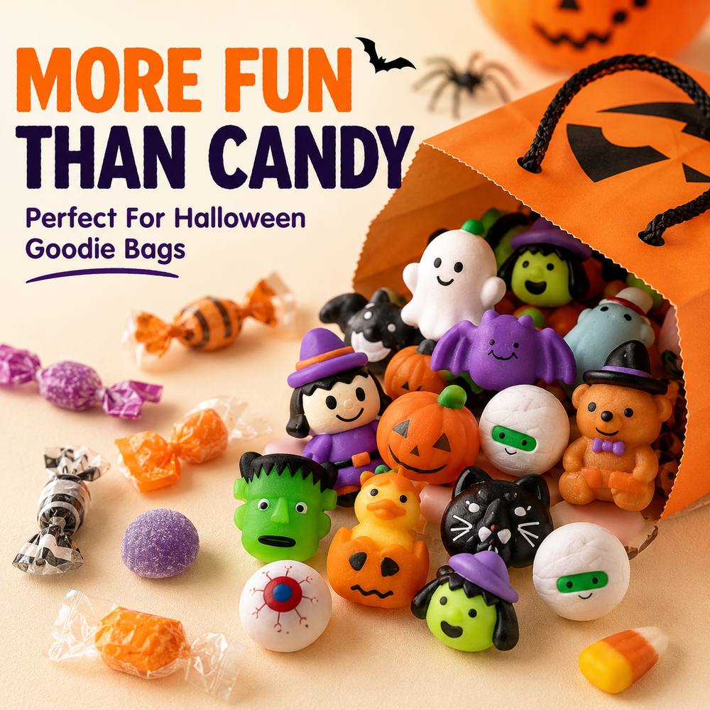 💥20 Pcs/Pack💥Halloween Mochi Squishy Toys – Cute Sensory Party Favors & Goodie Bag Fillers
