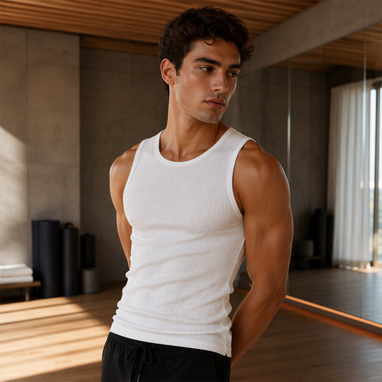Men's  Wide Strap Ribbed Tank Top