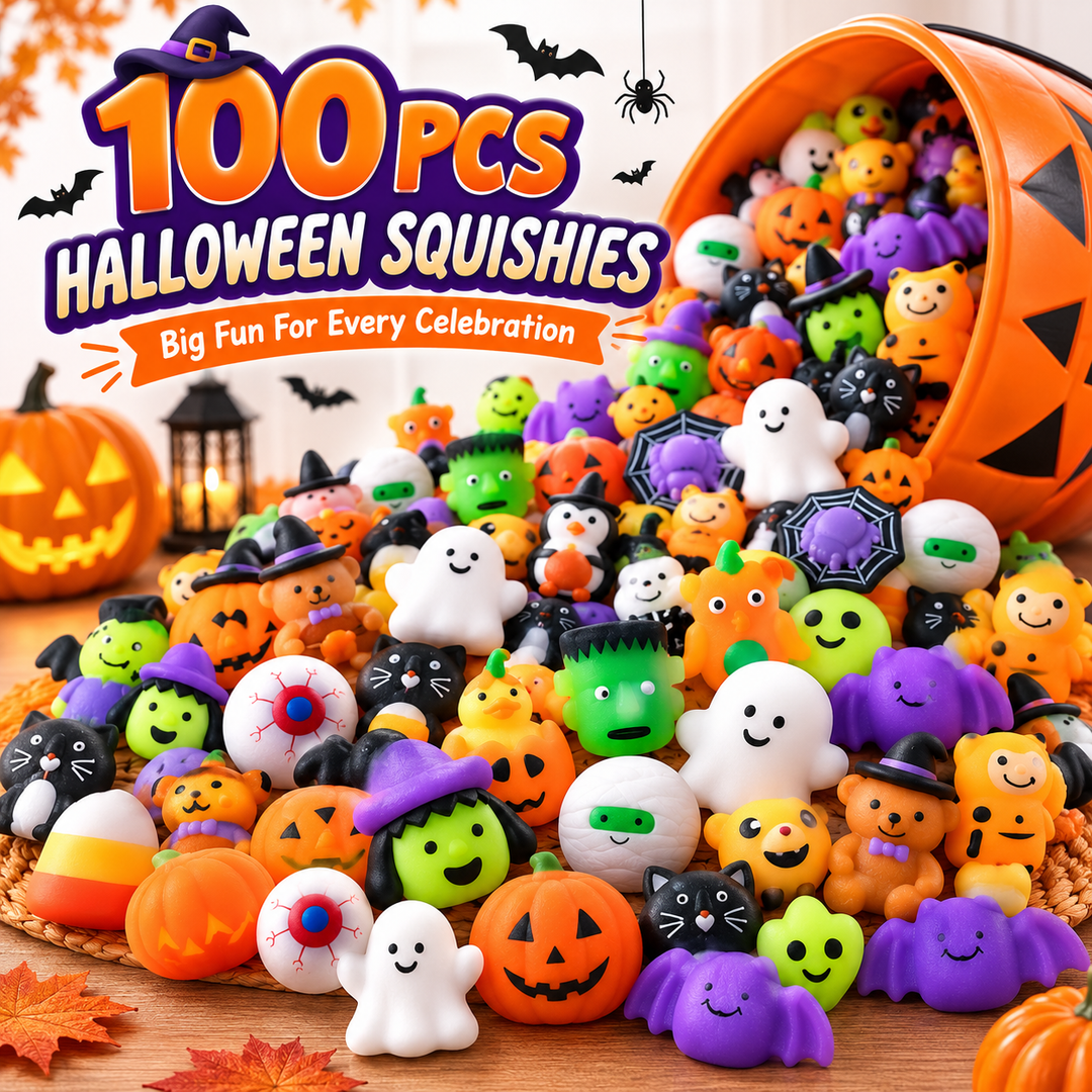 💥20 Pcs/Pack💥Halloween Mochi Squishy Toys – Cute Sensory Party Favors & Goodie Bag Fillers