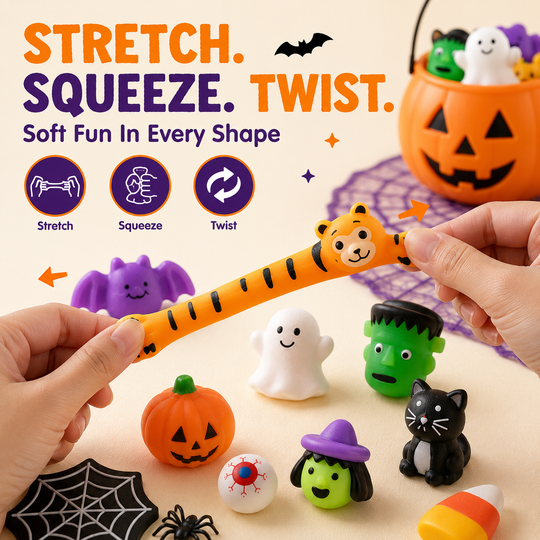 💥20 Pcs/Pack💥Halloween Mochi Squishy Toys – Cute Sensory Party Favors & Goodie Bag Fillers