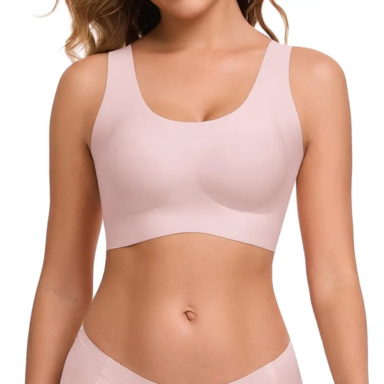 Ubras Wireless Full Coverage Seamless Bra, Wide Straps Breathable Nude Daily Bralette