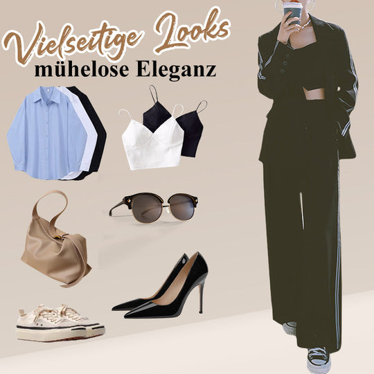 💖Sieviešu komplekts: ikdienas žakete ar atloku apkakli un platām biksēm