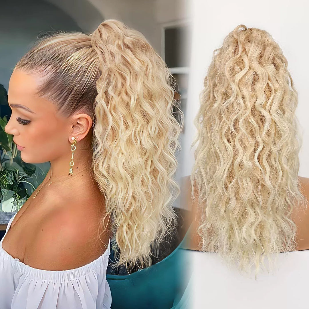 💜 LAST DAY PROMOTION - 50%OFF💜18 Inch Curly Wavy Frizzy Hair Extension with Ponytail