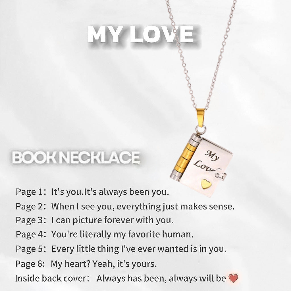 🎨 PROMOZIONE ULTIMO GIORNO - 50% DI SCONTO💜Collana con libro My Little Star per figlia, regalo di compleanno e laurea, gioielli d'amore