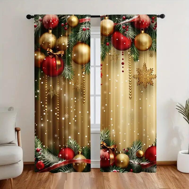 🎅Vânzare de Crăciun🎄Peste 50.000 de unități vândute! 🎁✨Set de 2 perdele de Crăciun pentru fereastră, pentru decorul casei