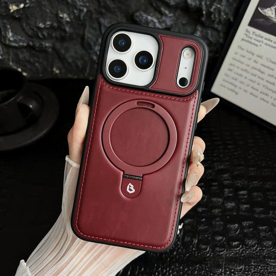 Full Faux Leather Shockproof Magnetic Case for iPhone