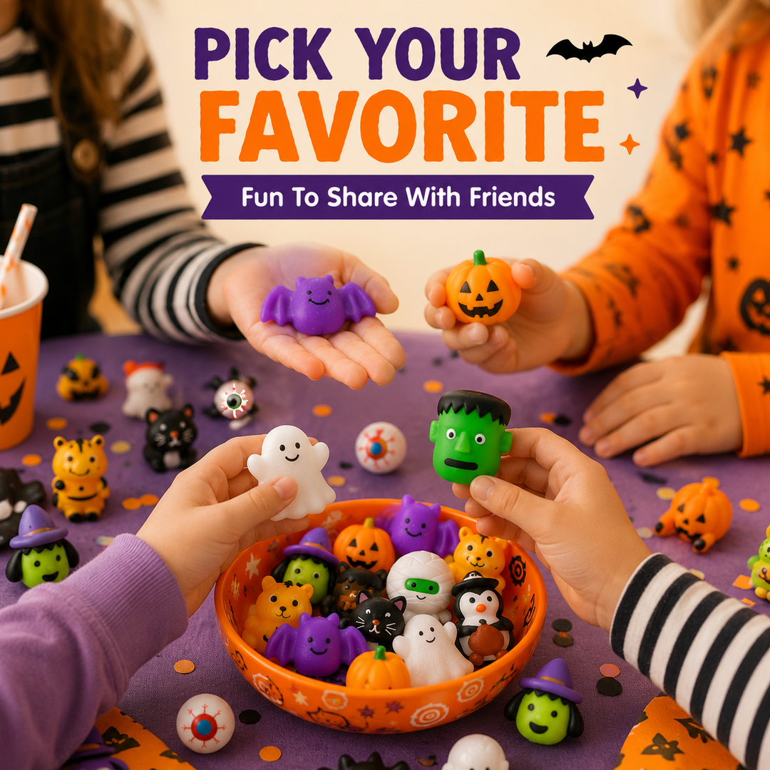 💥20 Pcs/Pack💥Halloween Mochi Squishy Toys – Cute Sensory Party Favors & Goodie Bag Fillers