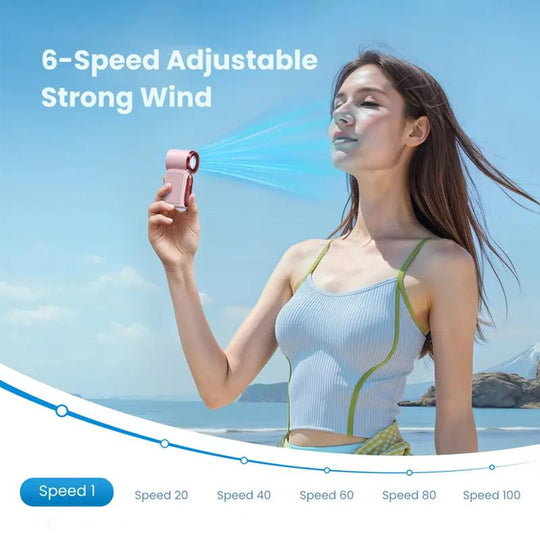 Turbo Handheld Fan – 16900 RPM, 6 speeds, LED display