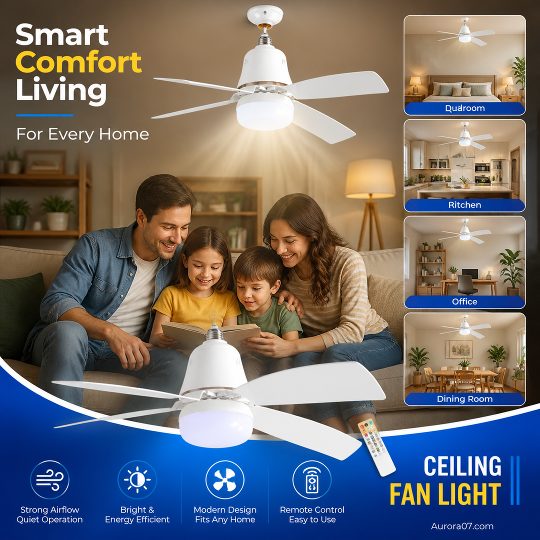 🏆LAST DAY SALE 50% OFF🔥SmartBreez™ 40W LED Ceiling Fan Light – 20.5” Ultra-Quiet with Remote 🎯 | E27 + FREE B22 Adapter 🔌 | For Bedroom 😴, Kitchen 👩‍🍳 & Garage 🛠️ – UK Ready! 🇬🇧