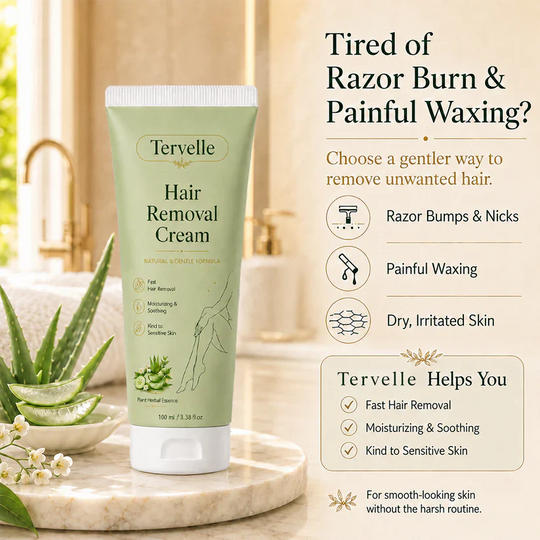 Tervelle™ Premium Depilatory Cream for Women and Men | Natural Gentle Hair Remover