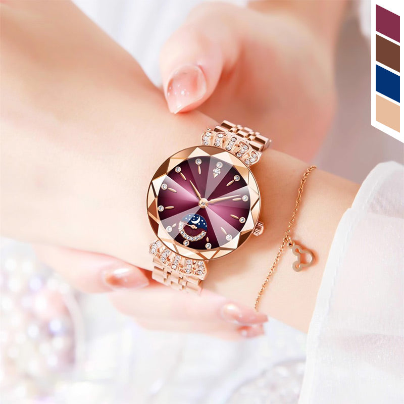 ⏳¡VENTA FLASH! ¡49% de descuento! 🔥Reloj de moda para mujer con luna y estrella de diamantes