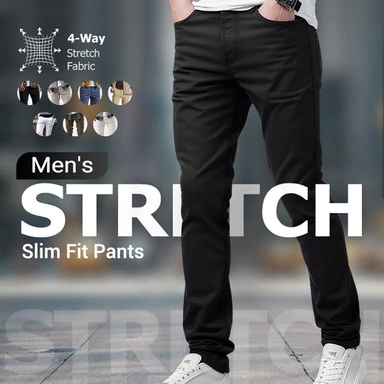 👖Men’s Casual Slim-Fit Solid Color Pants+Belt