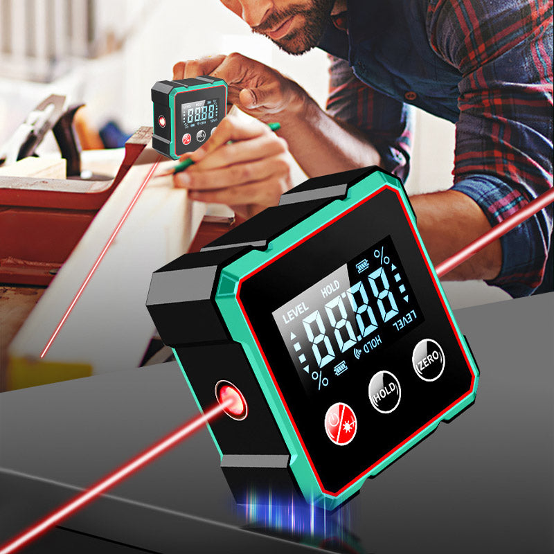 4-Side Magnetic Digital Angle Gauge with Laser