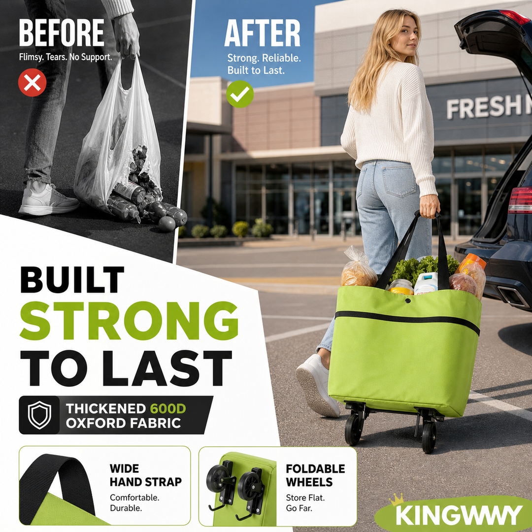 2-in-1 Foldable Shopping Cart✨Portable Lightweight Grocery Trolley