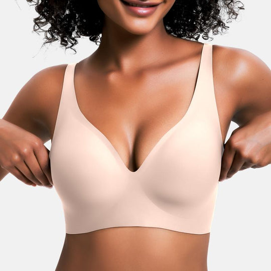 🔥Lowest price in the last 30 days🔥Jelly Wireless Womens Comfortable Wireless Bras Push Up Bralettes Seamless Tshirts Bras Deep V Everyday Bras