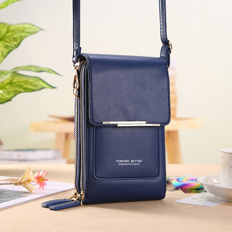 Simple and elegant women's touchscreen crossbody phone wallet