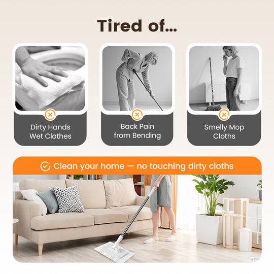 💦Hot Sale🧹Disposable Dust Mop with 4 Reusable Cloths