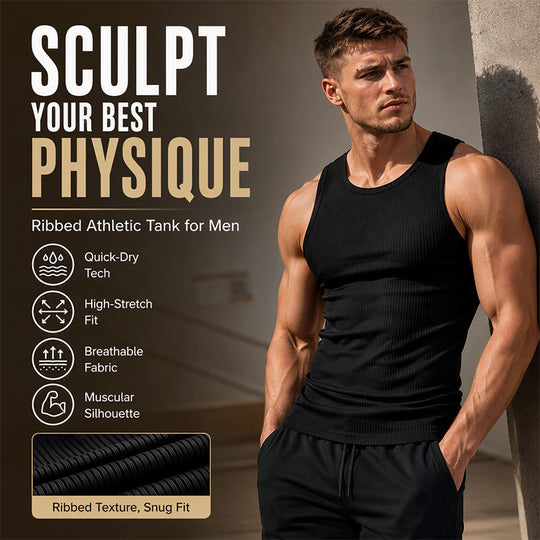 Men's  Wide Strap Ribbed Tank Top