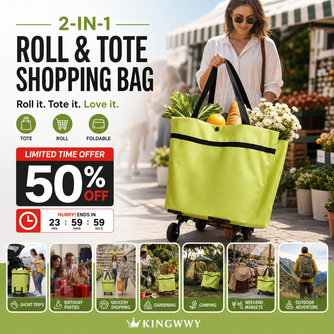 2-in-1 Foldable Shopping Cart✨Portable Lightweight Grocery Trolley