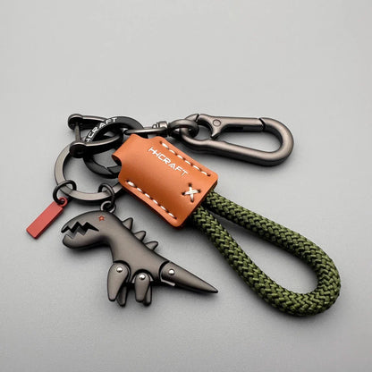 🔥Aluminum Alloy Dinosaur Charm Paired with a Hand-woven Bracelet