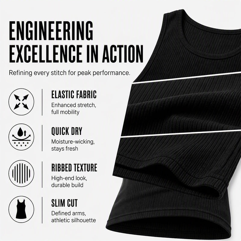 Men's  Wide Strap Ribbed Tank Top