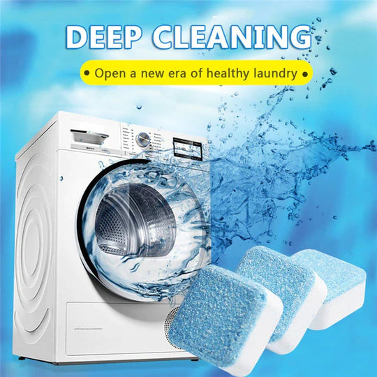 🔥12 PCS/Pack🔥Washing Machine Deep Cleaner Tablets – Eliminates 99% Germs, Removes Odors & Prevents Mold 🧽