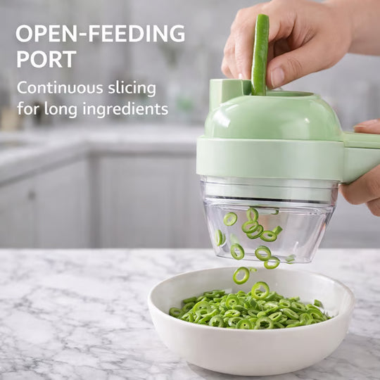 4-in-1 Handheld Electric Vegetable Cutter | Slice, Mince & Clean in Seconds!