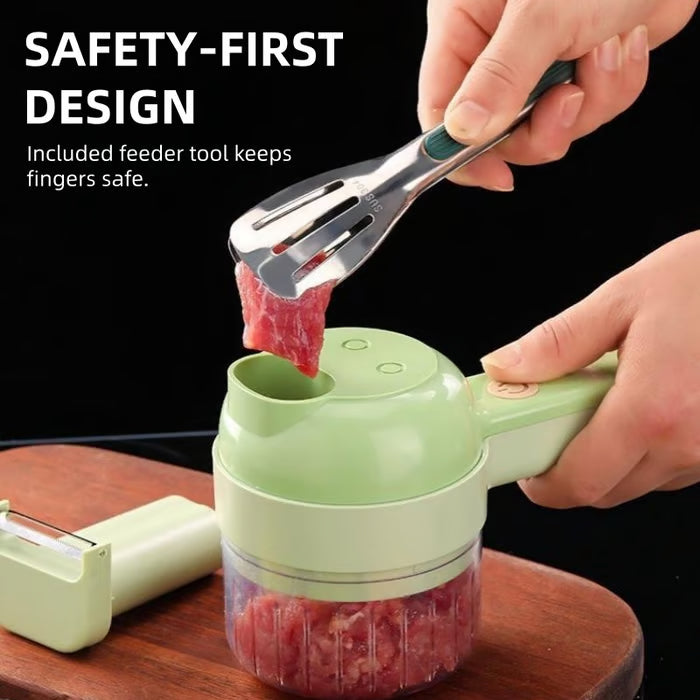 4-in-1 Handheld Electric Vegetable Cutter | Slice, Mince & Clean in Seconds!
