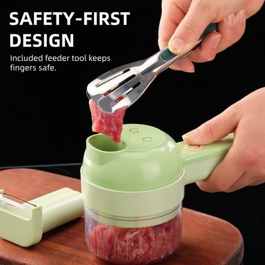4-in-1 Handheld Electric Vegetable Cutter | Slice, Mince & Clean in Seconds!