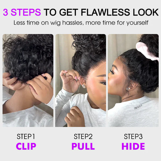 360 Full Lace Glueless Deep Wave Wigs with Invisi-String Snug Fit Pre-cut & Pre-bleached Human Hair Wig For Women