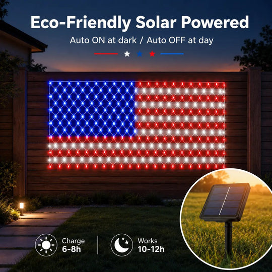 ⭐LED American Flag Net Lights - Super Bright Patriotic Outdoor Decor