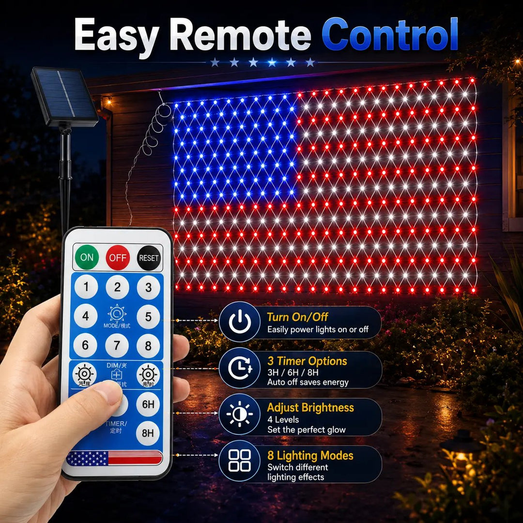 ⭐LED American Flag Net Lights - Super Bright Patriotic Outdoor Decor