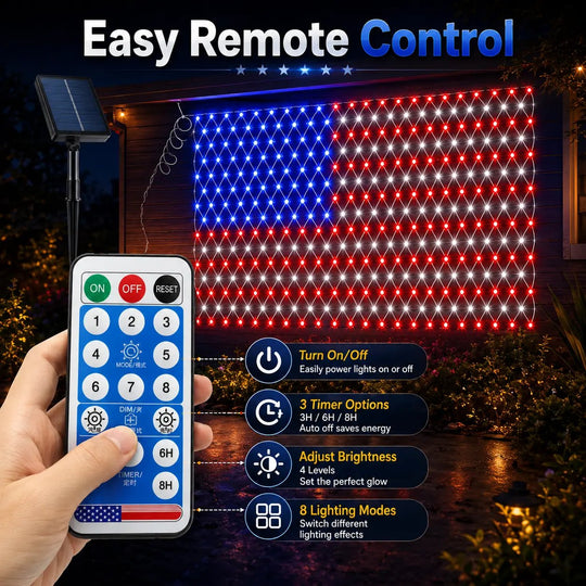 ⭐LED American Flag Net Lights - Super Bright Patriotic Outdoor Decor