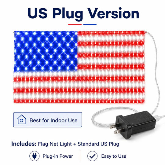 ⭐LED American Flag Net Lights - Super Bright Patriotic Outdoor Decor