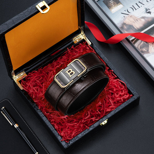 Meeste krokodillimustriga automaatne pandlaga vöö