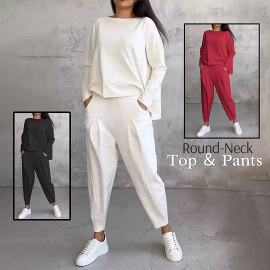 🎉HOT SALE💖Round-Neck Long-Sleeved Top ＆ Pants 2-Piece Set