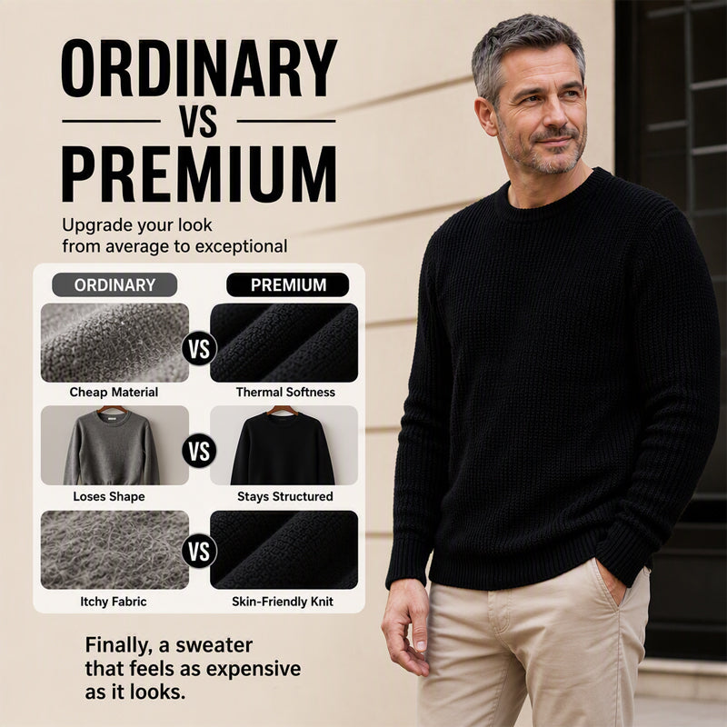✨Timeless Comfort | Men's Soft Crew-Neck Sweater with Ribbed Hem