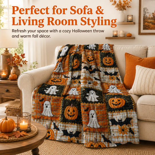 🏆Halloween Patchwork Flannel Blanket