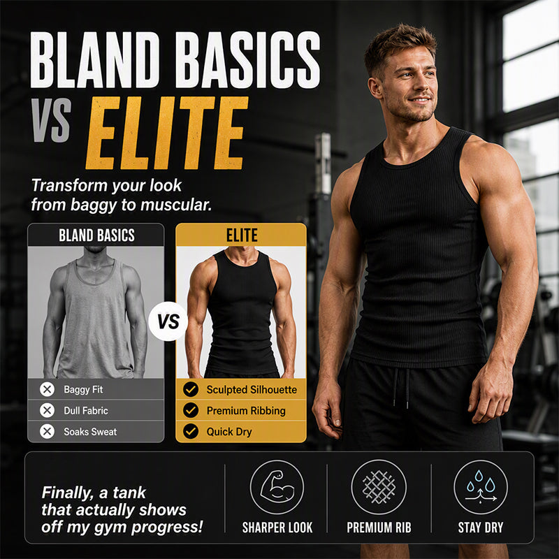 Men's  Wide Strap Ribbed Tank Top