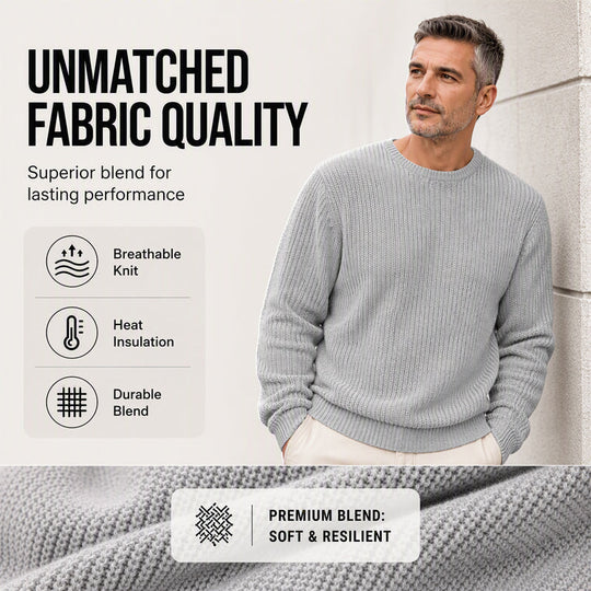 ✨Timeless Comfort | Men's Soft Crew-Neck Sweater with Ribbed Hem