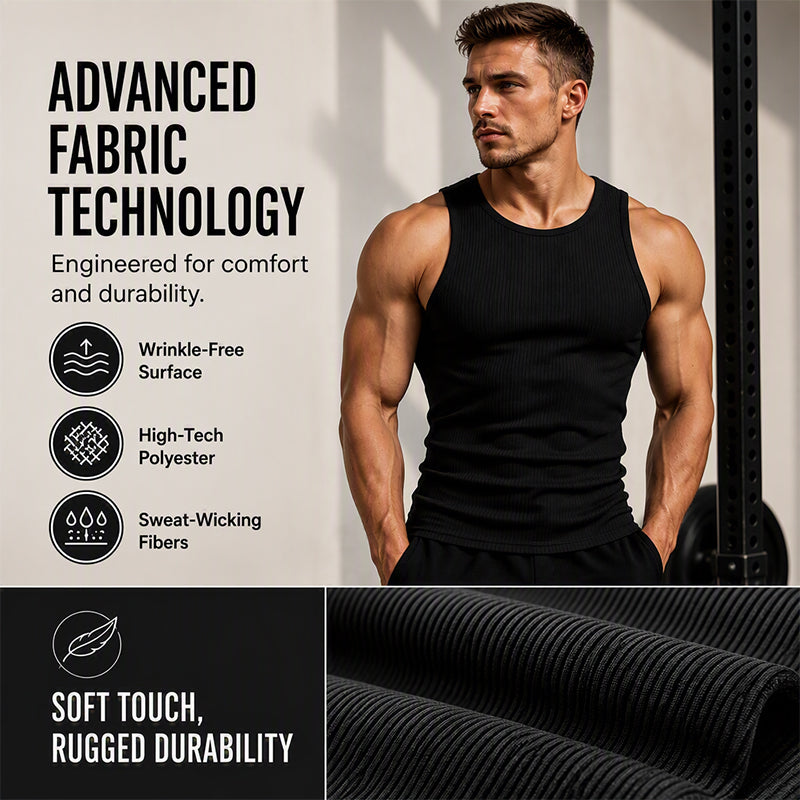 Men's  Wide Strap Ribbed Tank Top
