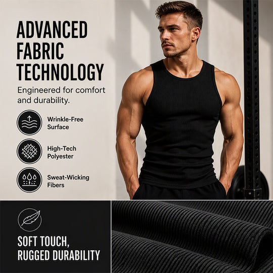 Men's  Wide Strap Ribbed Tank Top