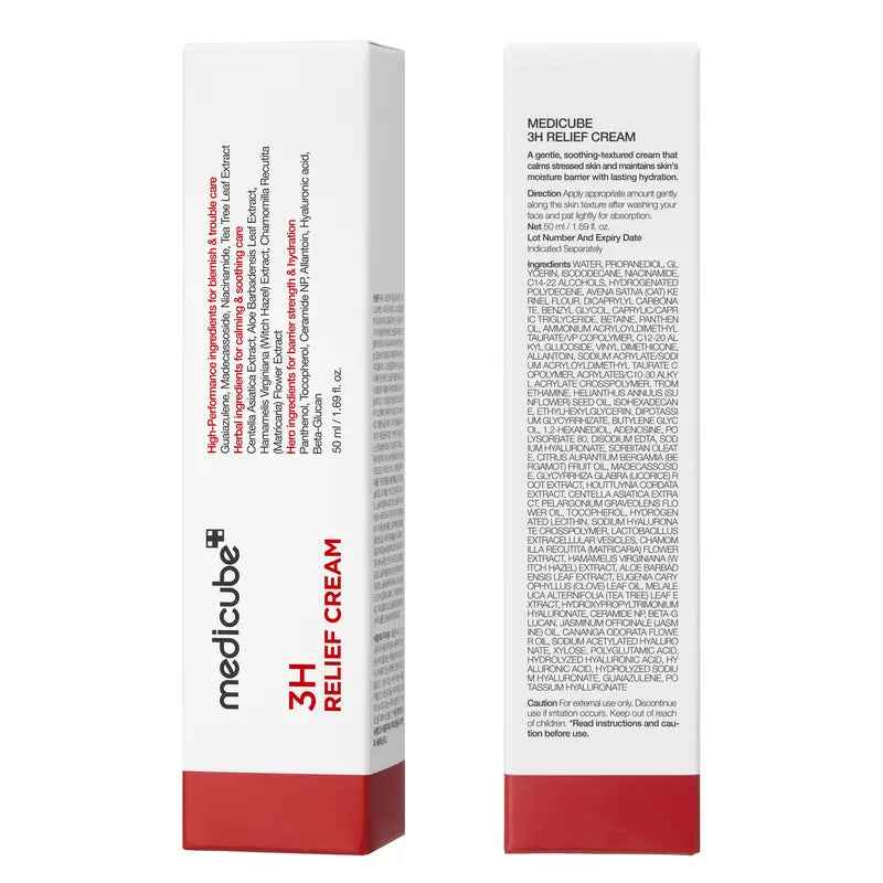 [NEW] [medicube] 3H Relief Cream | Daily Soothing Moisturizer for Troubled & Delicate Skin, Hydrating, Cooling, Barrier Support Care | Centella Asiatica, Tea Tree Extract, Aloe, Hyaluronic acid | Korean Skincare, K-Beauty