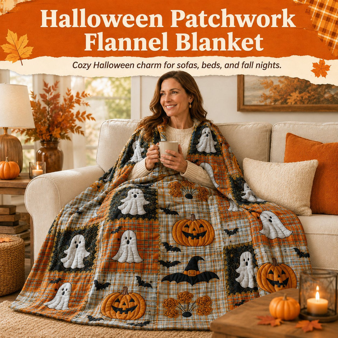 🏆Halloween Patchwork Flannel Blanket