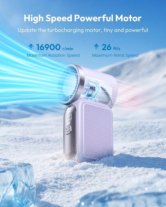 Turbo Handheld Fan – 16900 RPM, 6 speeds, LED display