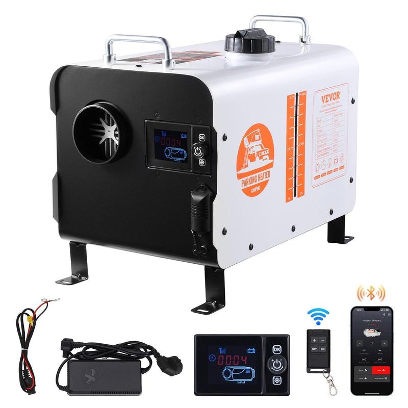 8 kW diesel heater, 12 V/24 V all-in-one diesel air heater, Bluetooth app control, remote control and display, CO alarm, rapid heating